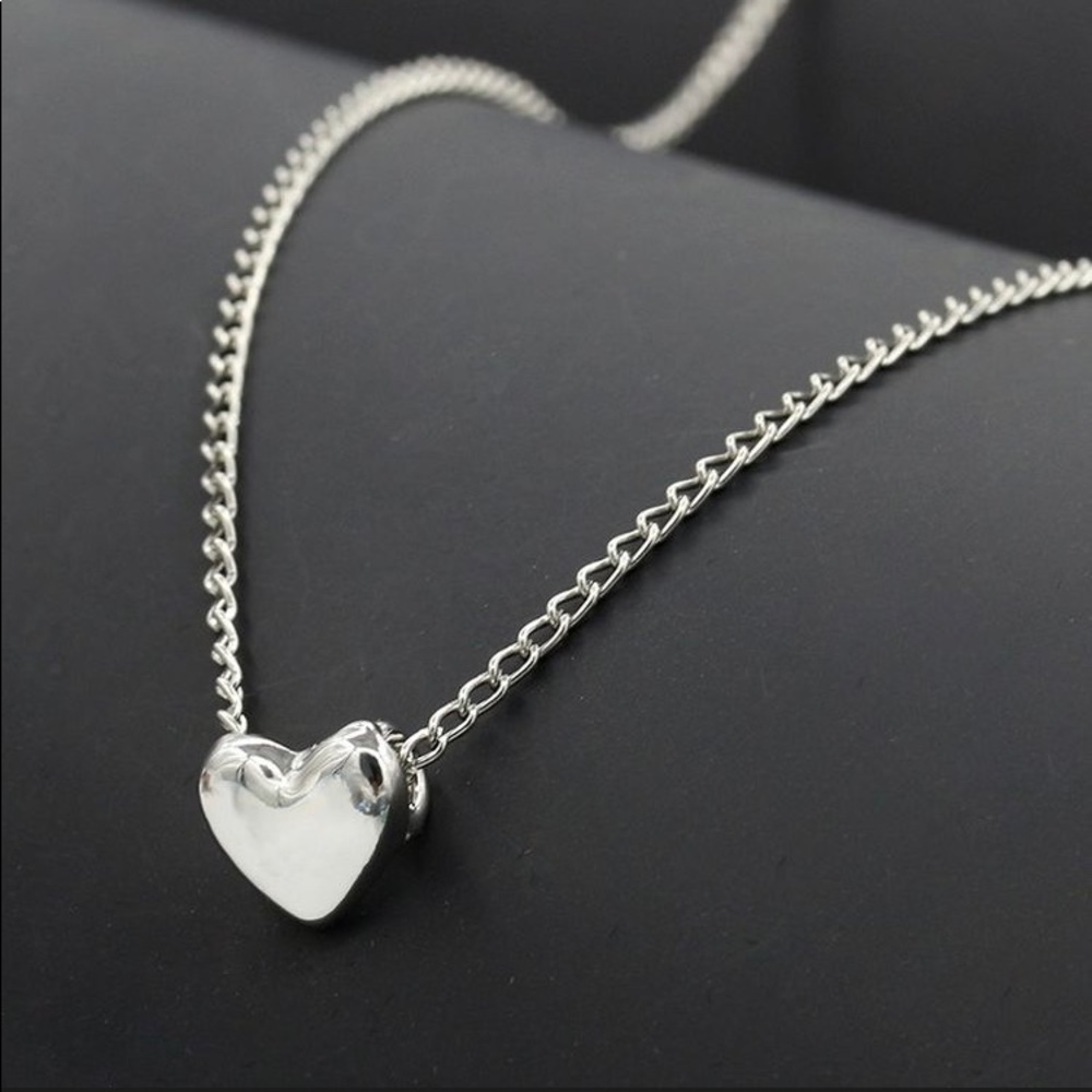 Silver heart Goodluck chain necklace
